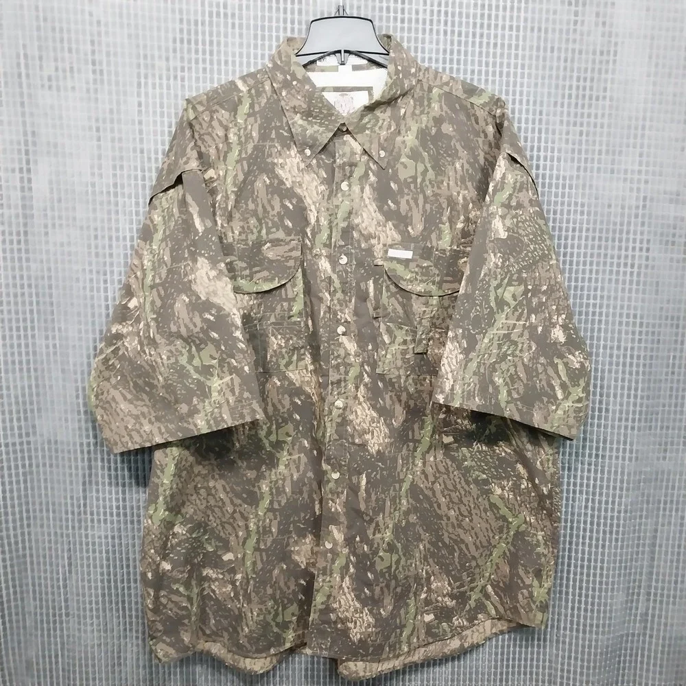 Tiger Hill Fishing Shirt Mens Camo Performance Poplin 4XL Tall Camouflage